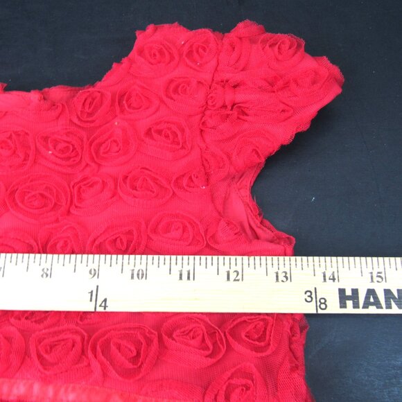 Marmellata Classics Girl's Red Rosette Party Dress with Tulle Overskirt Size 8 - Picture 7 of 12